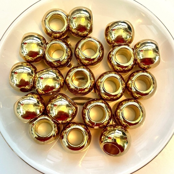 As Low As $2 Gold Round CCB Big Hole Beads 15mm x 12mm (20) - Picture 1 of 2